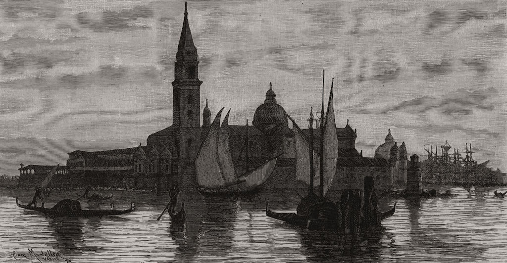 Early morning - Venice, antique print, 1888