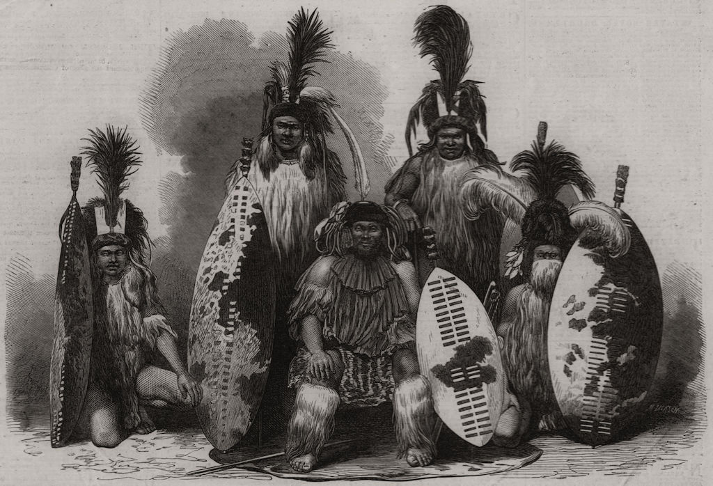 Associate Product Zulu Negroes of Natal, South Africa, antique print, 1865