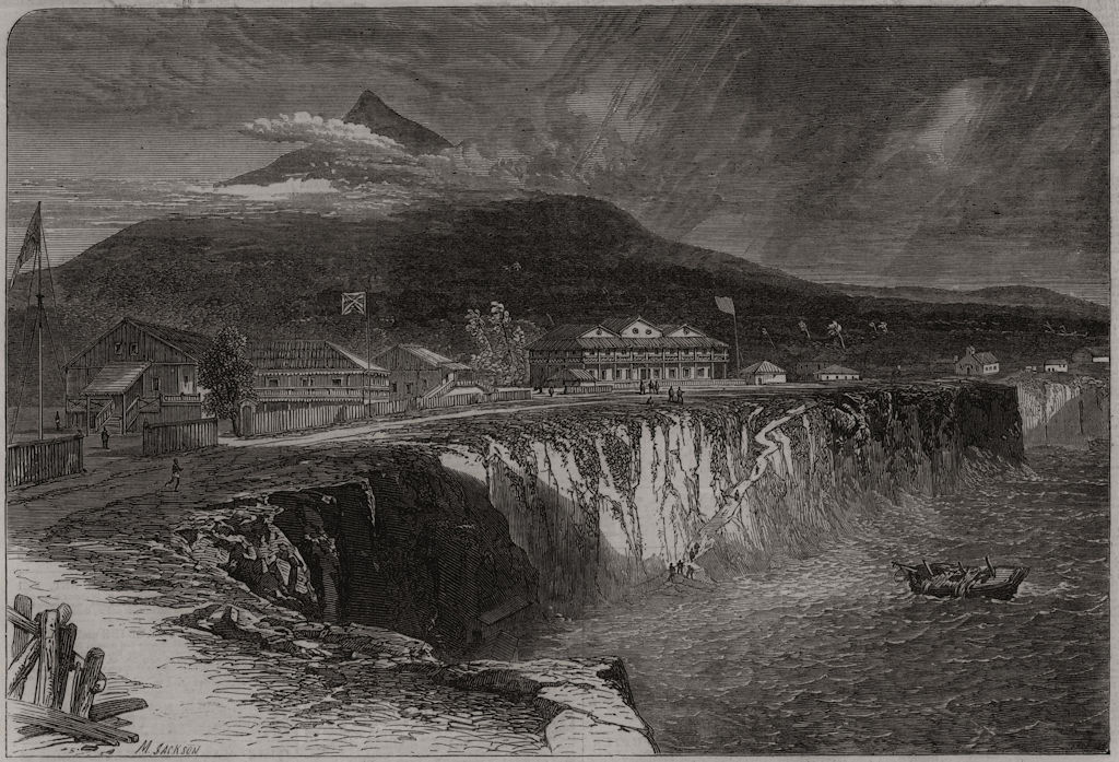 Clarence (Malabo), Fernando Po (Bioko), Equatorial Guinea 1865 old print