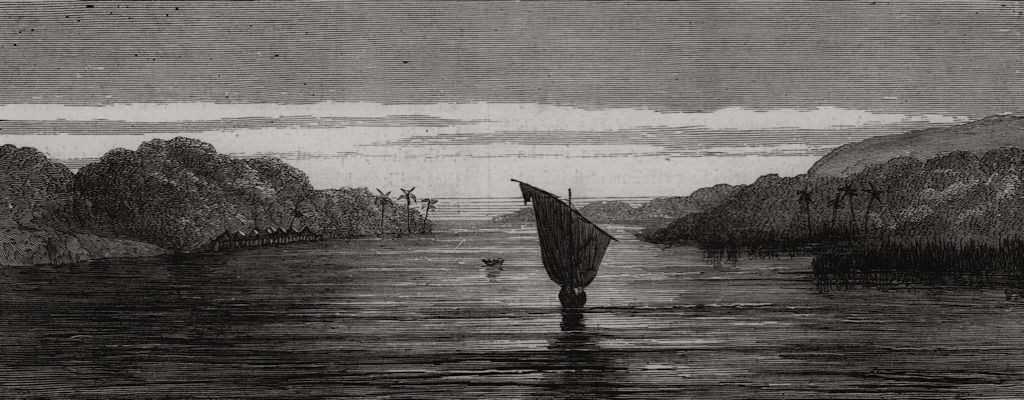 Stanley in Africa: Entrance to the Lukuga outlet of Lake Tanganyika. Congo, 1878