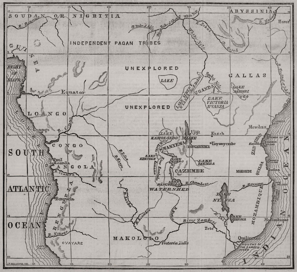 Sketch map of Central Africa, showing Dr. Livingstone's explorations, 1872