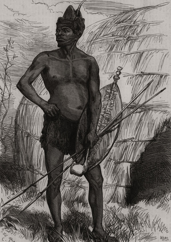 The Kaffir War: A Galeka chieftain. South Africa 1878 old antique print