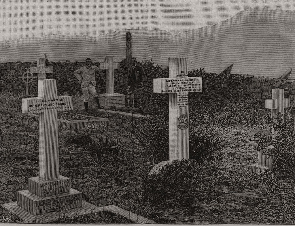 British officers' graves who fell at Battle of Majuba Hill. South Africa 1896