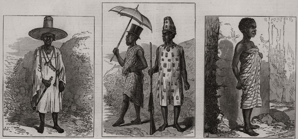 Associate Product Ashanti War: Sierra Leone; an elder & a warrior; Fantee servant-boy 1874 print