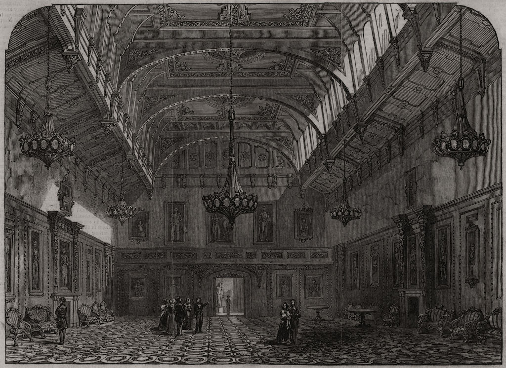 Associate Product Windsor Castle - the Waterloo Chamber. Berkshire, antique print, 1846