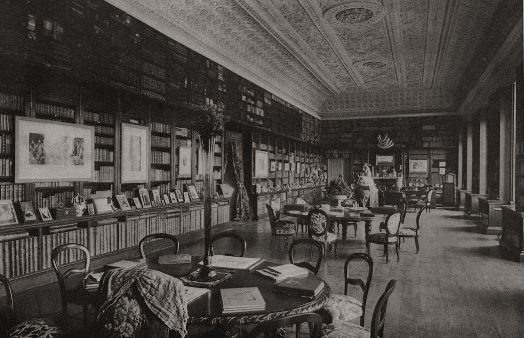 Stowe House: The library. Buckinghamshire 1894 old antique print picture
