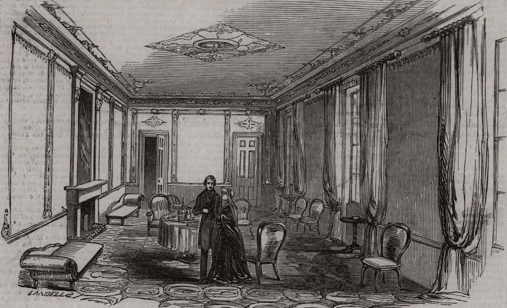 The reception-room, at the Wolverton Station. Buckinghamshire 1845 old print