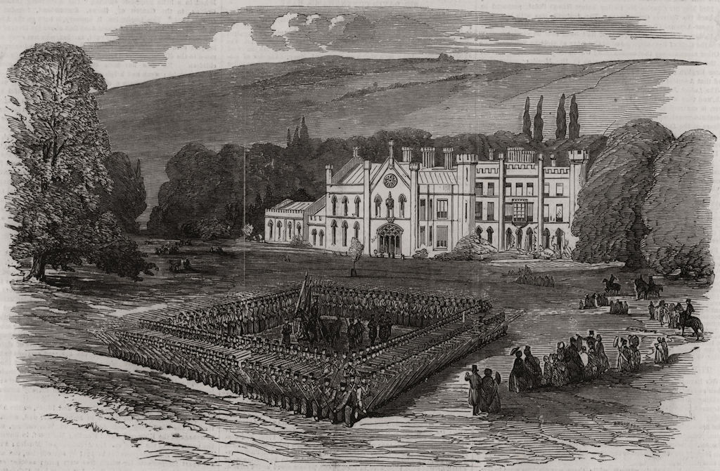 Associate Product Wycombe Abbey. Royal Bucks (King's Own) regiment forming a square, print, 1854