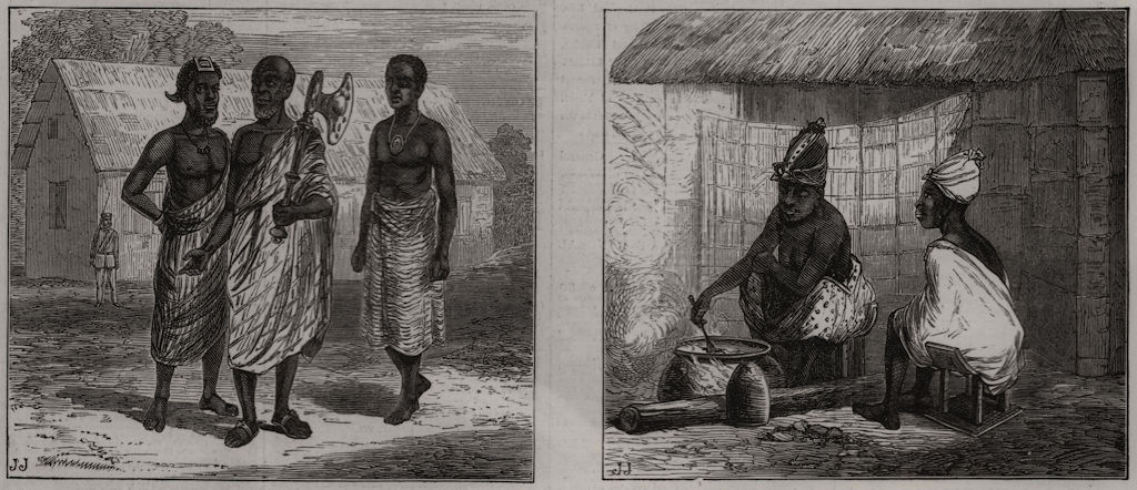 Associate Product Gold Coast (Ghana) war: Ashanti peace messengers; Annamaboe women cooking, 1873