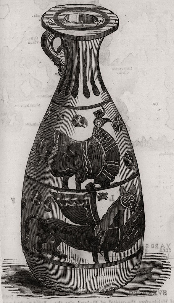 Associate Product Phoenician vase, from Cuma. Italy, antique print, 1854