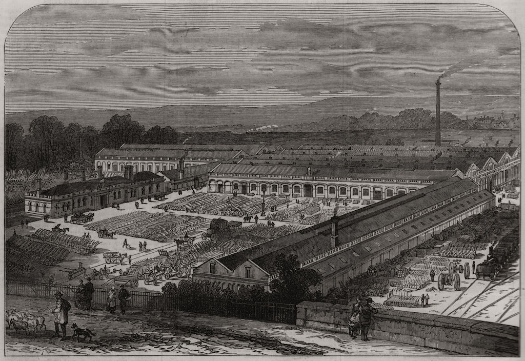 Britannia Ironworks & Agricultural Implement Manufactory, Bedford 1874 print