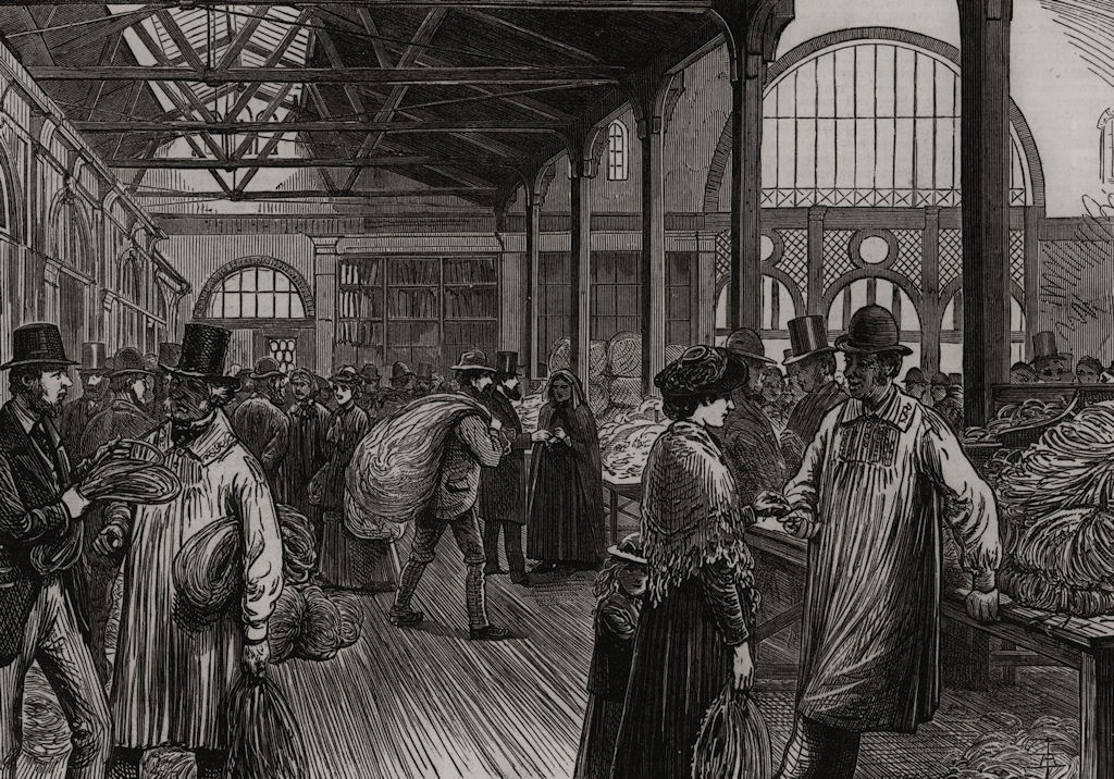 Associate Product The Plait-Hall at Luton. Markets, antique print, 1878