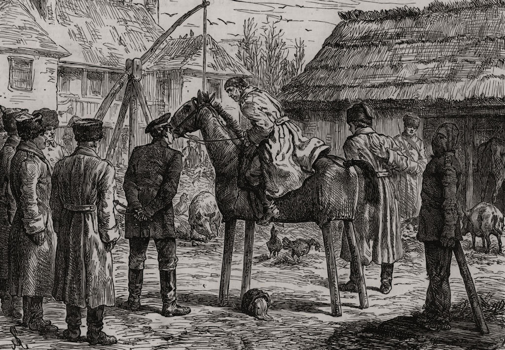 Associate Product Russian sketches: teaching Cossacks to ride. Ukraine, antique print, 1880
