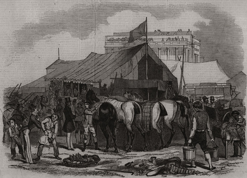 Associate Product Ascot Races: Arrival at the course. Berkshire, antique print, 1846