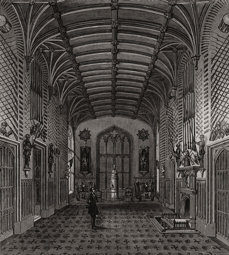 Associate Product Windsor Castle - the state apartments: The guard-chamber. Berkshire, print, 1851