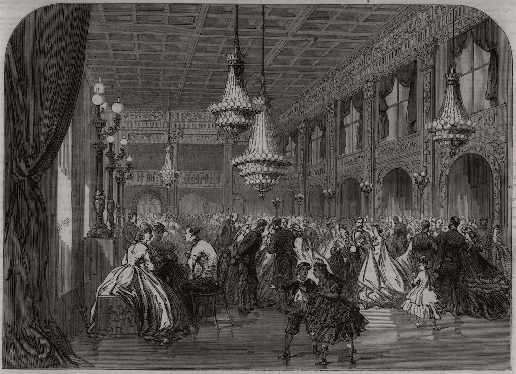 Associate Product Baden-Baden: The Salon de Conversation. Germany, antique print, 1865
