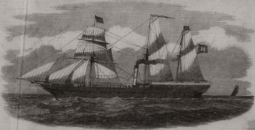 Associate Product The " Helena Sloman " steamship. Ships, antique print, 1850