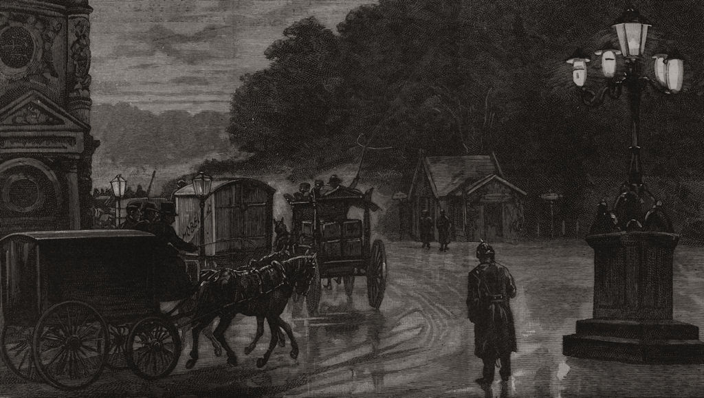 Hamburg cholera epidemic: funeral procession in Dammthor 1892 old print