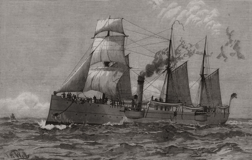 Associate Product The American Navy: U. S. S. Petrel, gun vessel. Birds, antique print, 1890