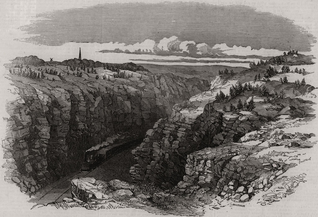 Associate Product Hanbeck Quarry cutting. Boston Sleaford Midland Counties Railway. Lincs, 1857
