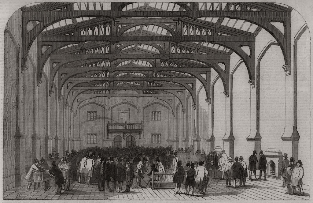 Associate Product Interior of the Sleaford Corn Exchange. Lincolnshire, antique print, 1859