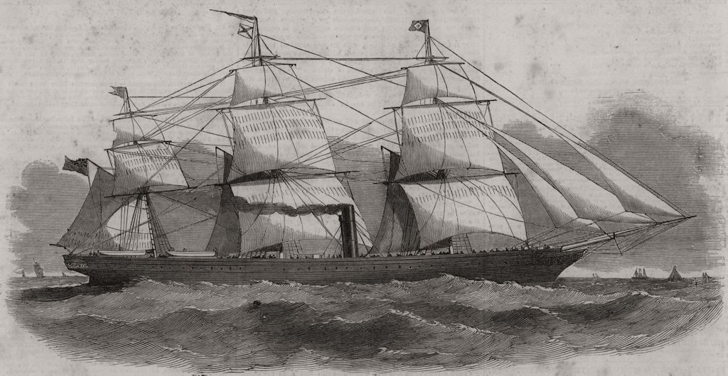 Associate Product The new Australian steam ship " Cleopatra ", antique print, 1852