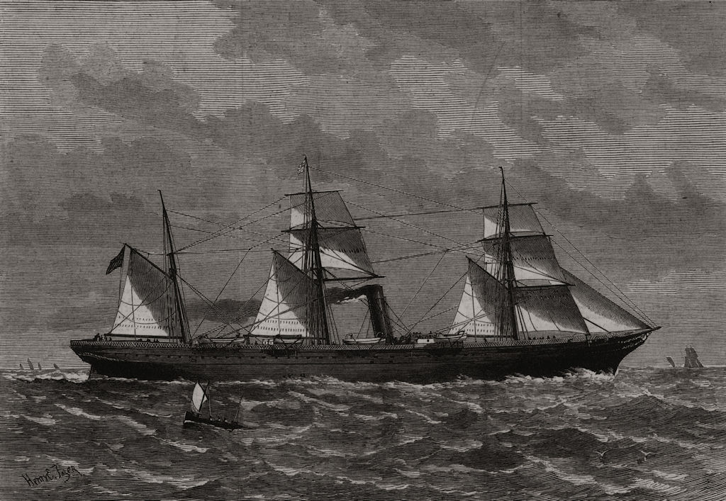 Associate Product The steam-ship Chimborazo, of the Orient Line, for Australia, old print, 1880