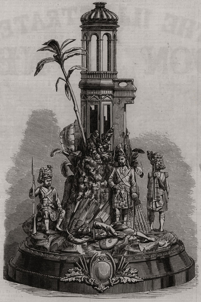 Associate Product Centrepiece for mess-table of 93rd foot. Decorative 1879 old antique print