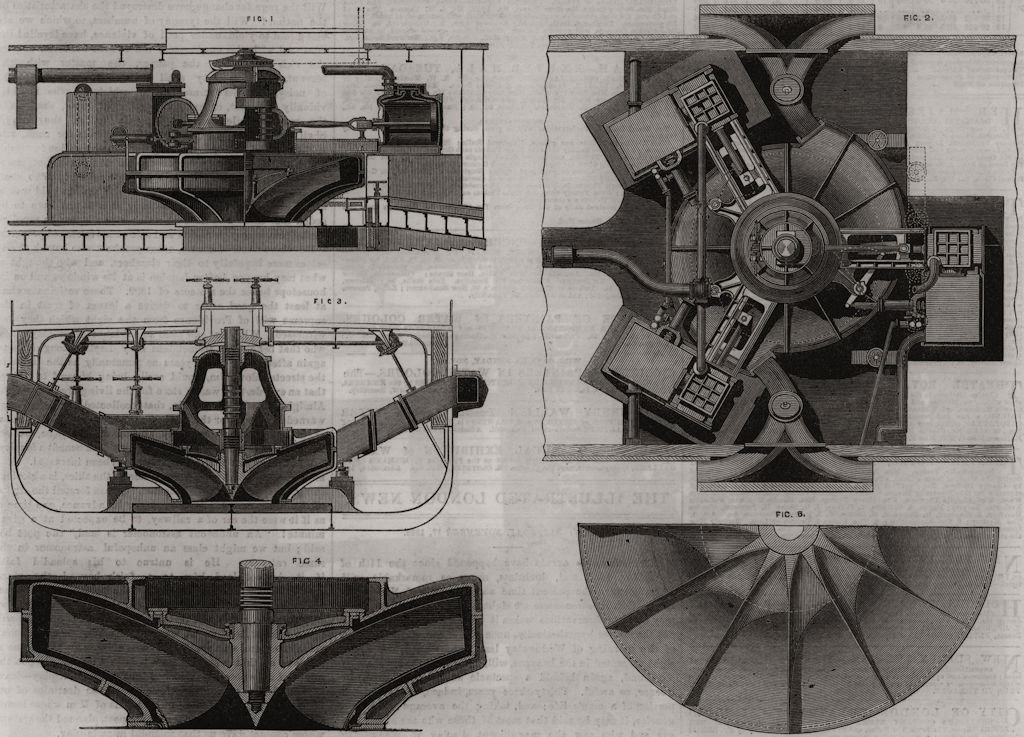 Associate Product Machinery of the hydraulic propellers of H. M. S. Waterwitch. Ships 1866 print