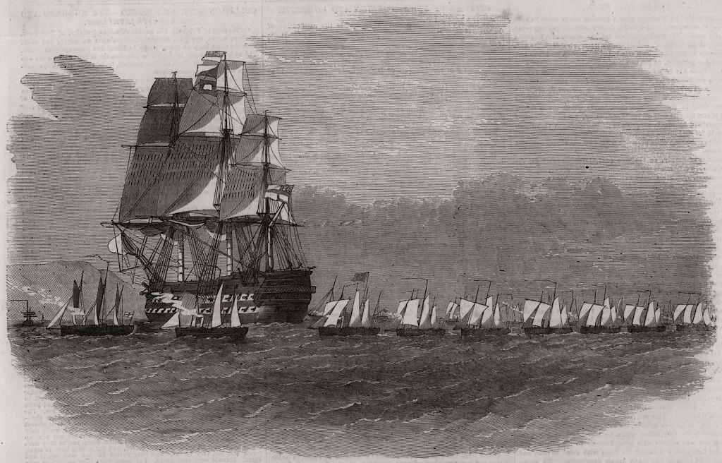 Associate Product The gun-boat flotilla off Portland, by Lieutenant Montagu O'Reilly. Dorset, 1856