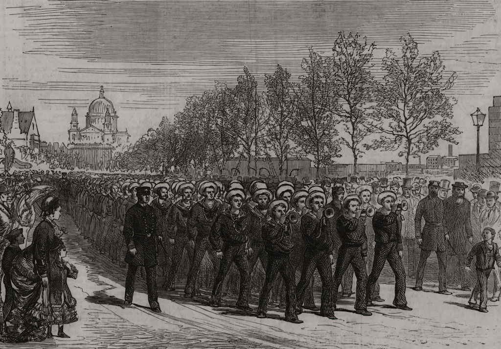 The Royal Naval Artillery volunteers on their way to Westminster Abbey 1877