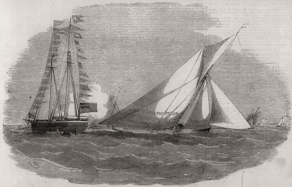 Royal Harwich Regatta - " The Amazon " winning the Commodore's Cup. Essex, 1855