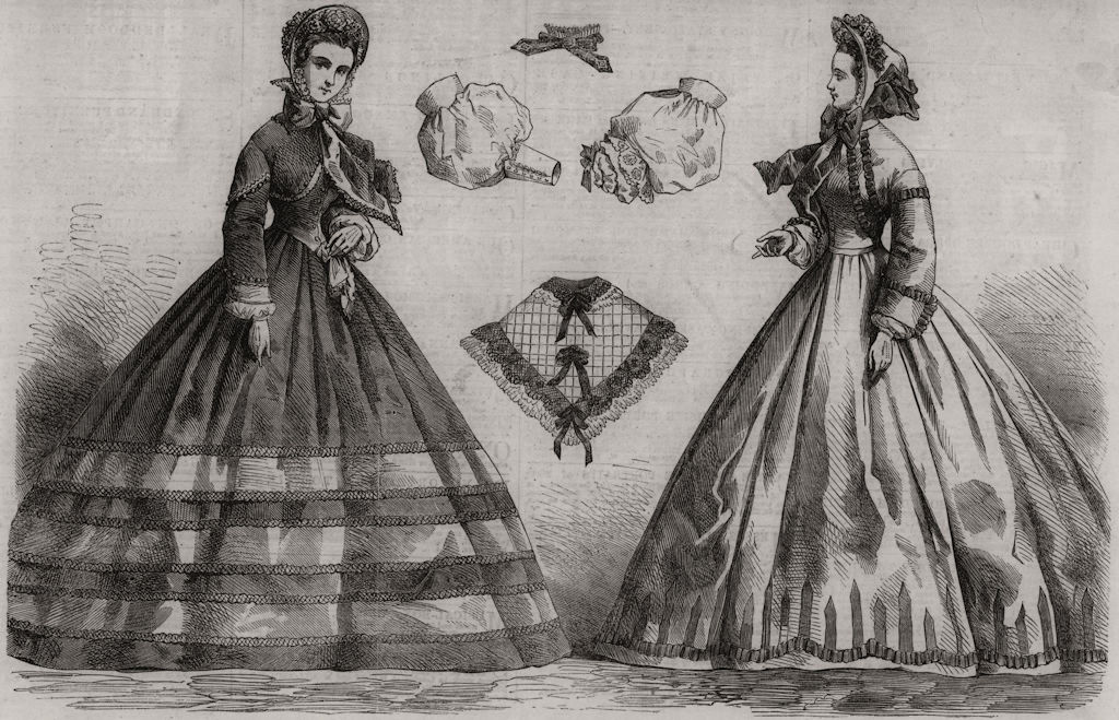 Associate Product Paris fashions for October, antique print, 1862
