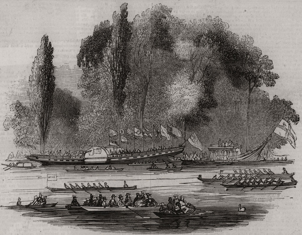 The Thames Regatta. London 1844 old antique vintage print picture