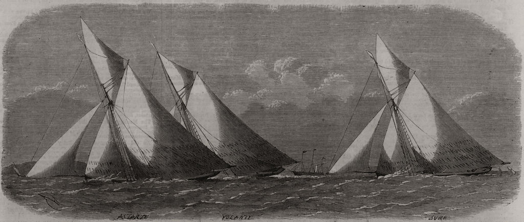 Thames yacht matches: Royal London Yacht club. Cutters off Southend. Essex, 1864