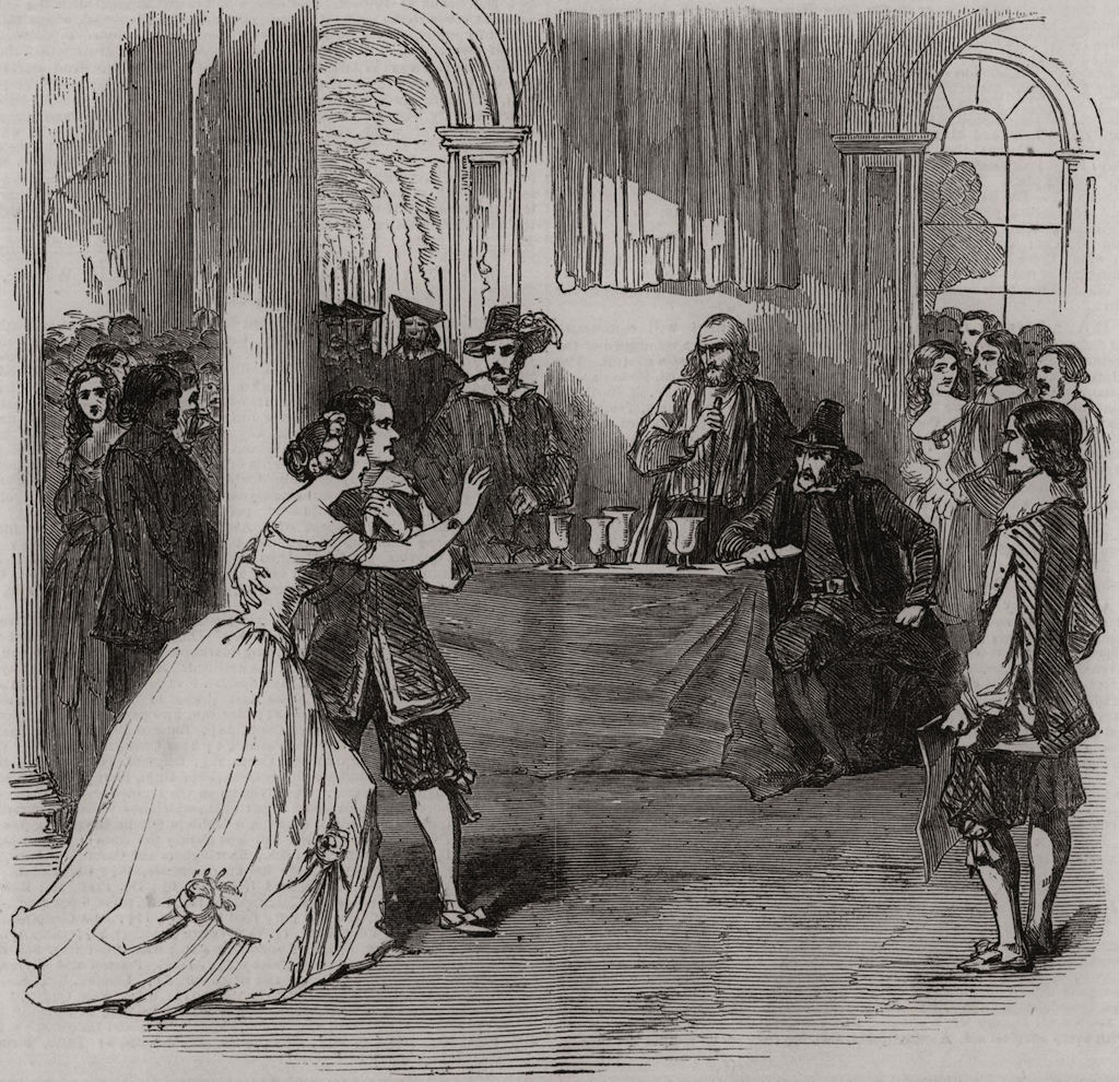Drama of " The loving woman ", Haymarket Theatre. London, antique print, 1849