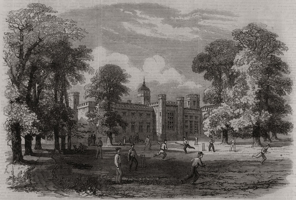 Associate Product Rugby School. Warwickshire, antique print, 1862