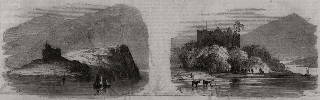 Associate Product Dunstaffnage Castle; Ardtornish Castle. Scotland, antique print, 1871