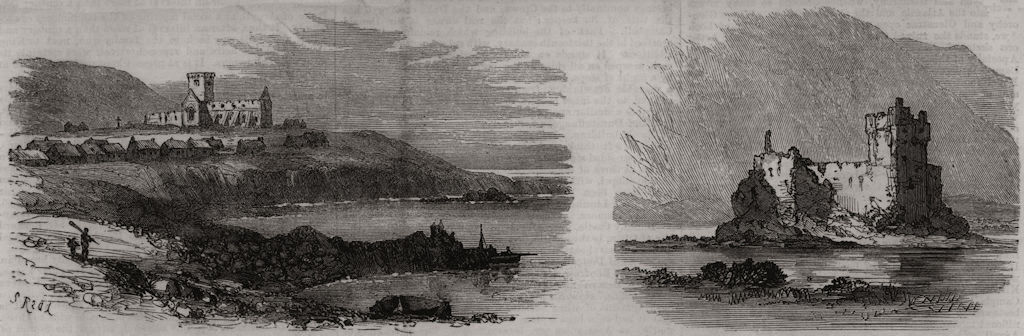 Associate Product Iona; Kilchurn Castle, Loch Awe. Scotland, antique print, 1871