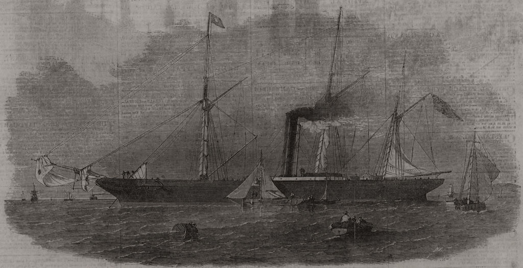 " The Nile " screw steam-ship, wrecked off Godrevy Point. Africa 1854 print