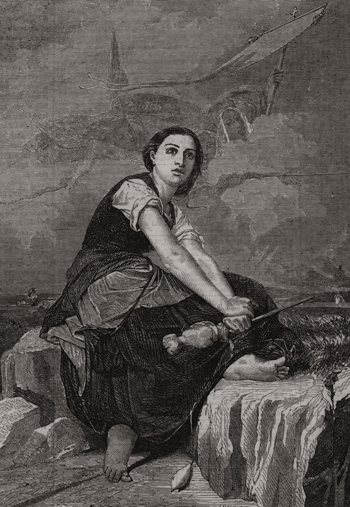 " Joan of Arc ". France, antique print, 1859