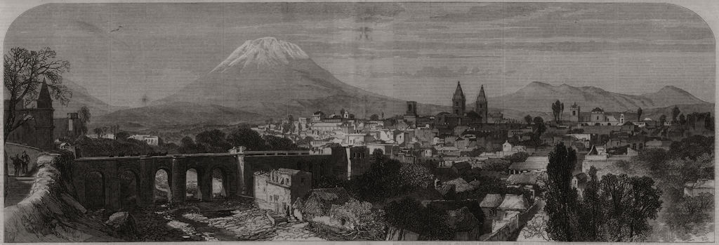 Associate Product City of Arequipa, Peru, destroyed by the earthquake, antique print, 1868