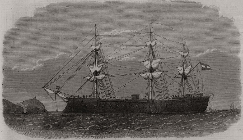 Associate Product The Spanish iron-clad frigate Numancia in the harbour of Callao. Peru, 1863