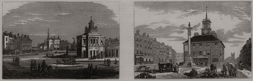 Associate Product Darlington Railway Jubilee: Old Darlington; Stockton market-place, print, 1875