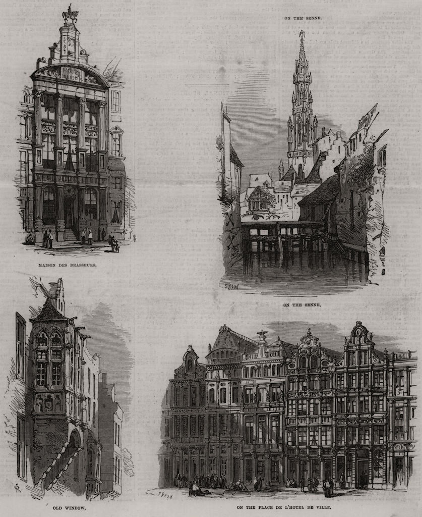 Brussels. Maison des Brasseurs; Senne (Zenne) ; Place de L'Hotel de Ville 1872