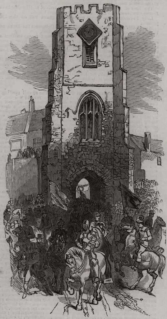 Warwick Mayfair show: The procession passing the hospital. Warwickshire, 1850