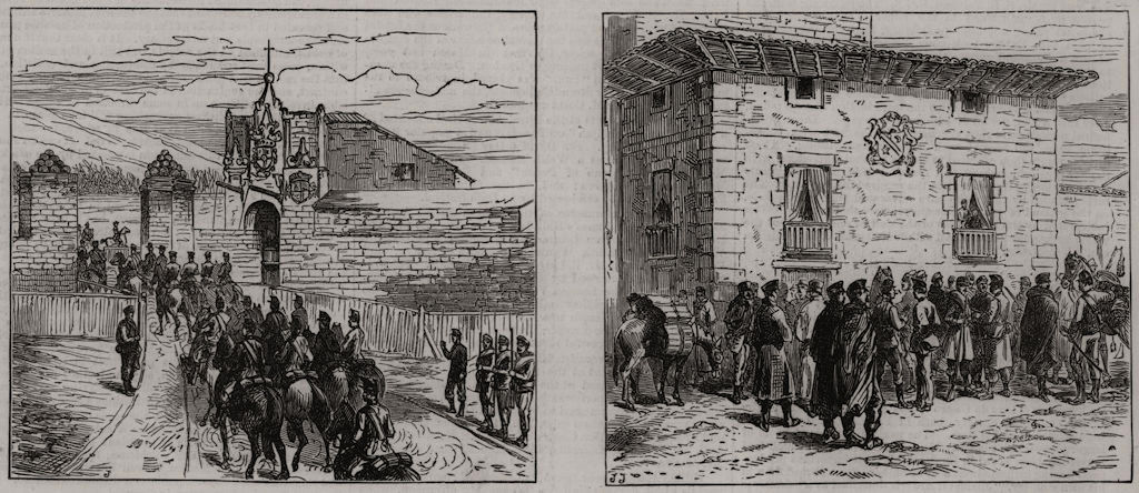 Spanish civil war: The King entering Pamplona; the King's HQ at Oteiza 1875