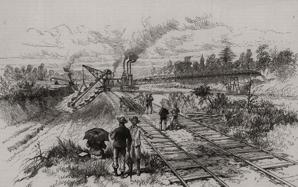 Associate Product Excavating with transporters of earth, at Tabernilla. Panama ship canal, 1888