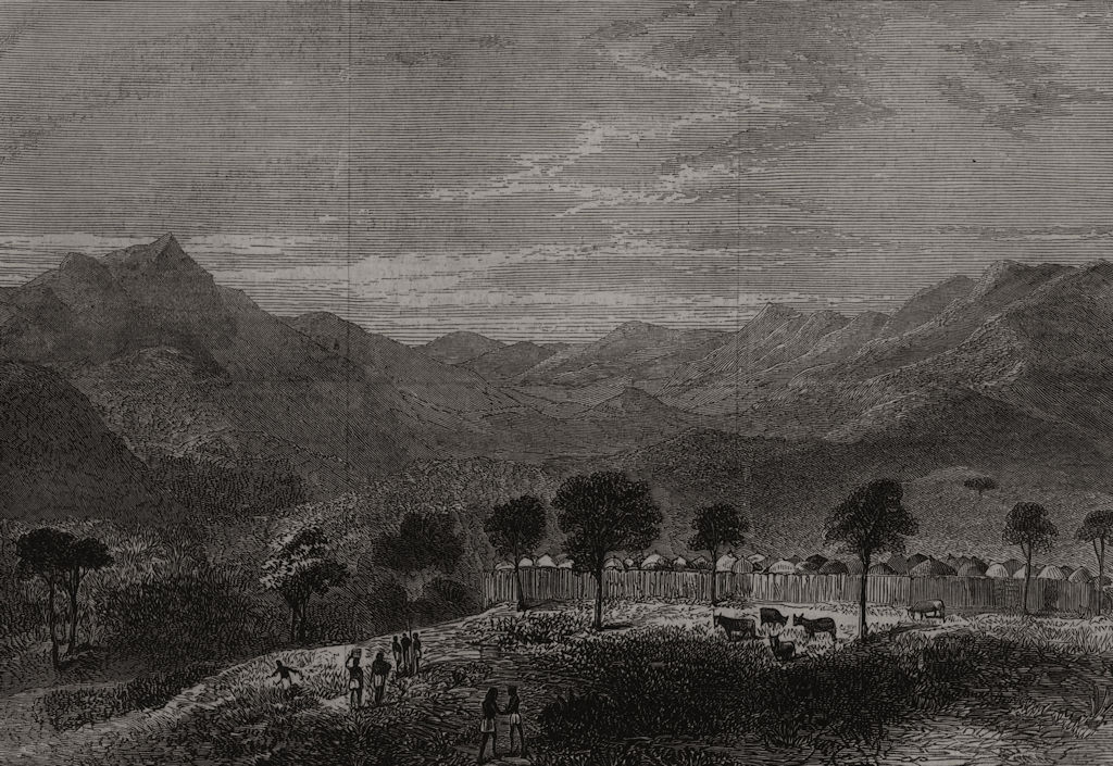 The Livingstone Aid Expedition: Myumi, Usagara. Tanzania 1873 old print