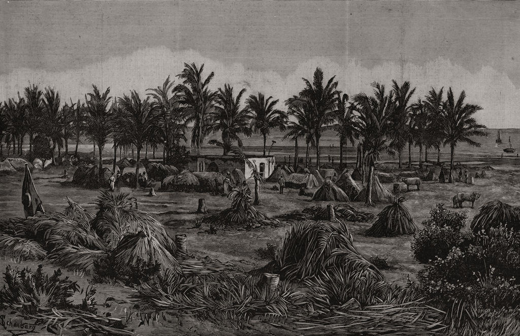 Associate Product Stanley's Emin Pasha Relief Expedition campsite at Bagamoyo. Tanzania, 1890